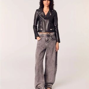 Maje Black Leather Biker Style Jacket